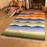 Wool rug, 'Sunset' (4x6) - Peruvian Hand Loomed Wool Area Rug (4x6)