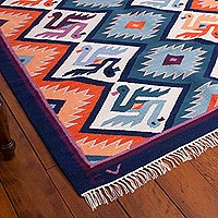 Wool rug, 'Matrimony' (4x6) - Hand Made Collectible Wool Area Rug (4x6)