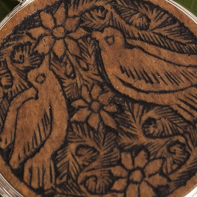 Mate gourd pendant, 'Love and Peace' - Mate Gourd Bird Pendant