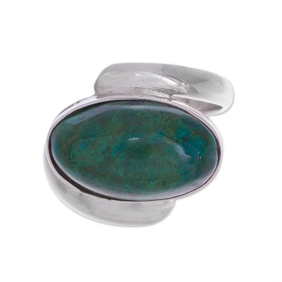 Chrysocolla cocktail ring, 'Endless Ocean' - Chrysocolla cocktail ring
