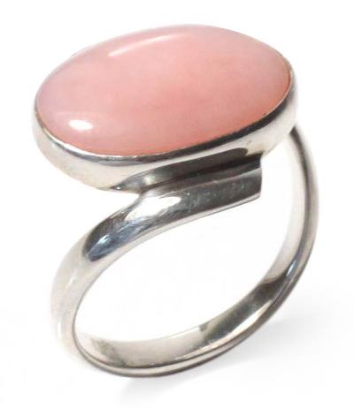 Opal cocktail ring, 'Sweet Rose' - Sterling Silver and Opal Cocktail Ring from Peru