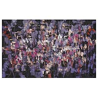 'Composición en violeta' - Pintura abstracta de bellas artes original de Perú