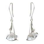 Silver flower earrings, 'Magnificent Calla' - Handmade Fine 950 Silver Flower Earrings