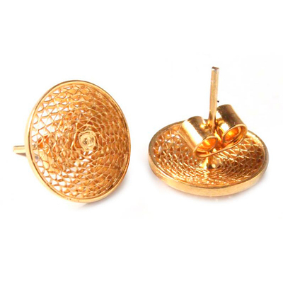 Handcrafted Gold Plated Button Earrings