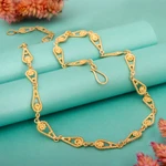 Gold plated chain necklace, 'Spiral Teardrops' - Handmade 21K Gold Plated Link Chain Necklace
