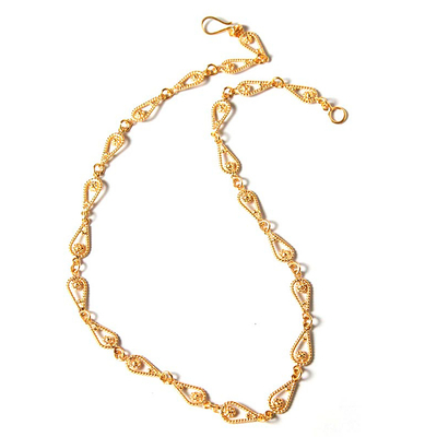 Gold plated chain necklace, 'Love Knot' - Handmade 21K Gold Plated Link Chain Necklace