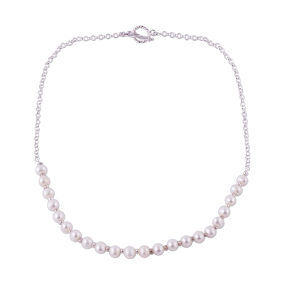 Cultured pearl chain necklace, 'Shimmering Peru' - Cultured Pearl chain necklace