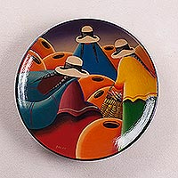 Ceramic plate,'Women with Baskets'