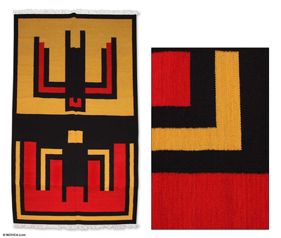 Wool rug, 'Hummingbird' (6x9.5) - Wool rug (6x9.5)