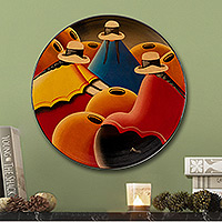 Ceramic plate, 'Women of the Highlands' - Ceramic plate