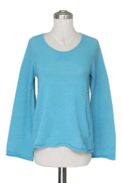 Alpaca blend sweater, 'Sky Blue Charisma' - Unique Alpaca Wool Pullover Sweater from Peru