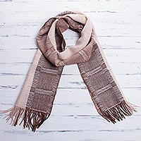 Men's 100% alpaca scarf, 'Nazca Warmth' - Hand Crafted Men's Alpaca Wool Patterned Scarf