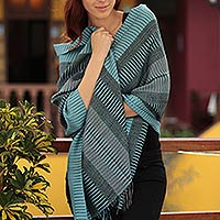 100% alpaca shawl, 'Turquoise Whisper'