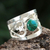 Chrysocolla cocktail ring, 'Inseparable Love' - Unique Heart Shaped Sterling Silver Band Chrysocolla Ring (image 2) thumbail