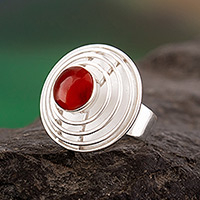 Agate cocktail ring, 'Pyramid of Protection' - Agate cocktail ring