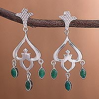 Chrysocolla chandelier earrings, 'Lima Empress'
