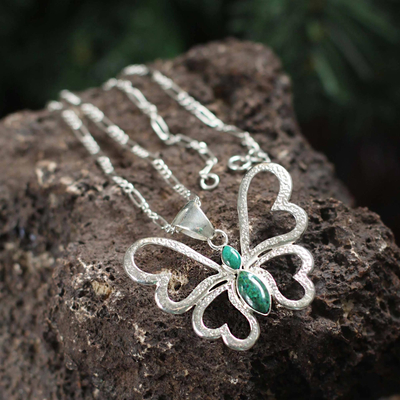 Chrysocolla heart necklace, Love Butterfly