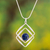 Lapis lazuli pendant necklace, 'Modern Inca' - Sterling Silver Pendant Lapis Lazuli Necklace (image 2) thumbail