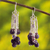 Amethyst and garnet chandelier earrings, 'Mystical Light' - Amethyst and garnet chandelier earrings thumbail