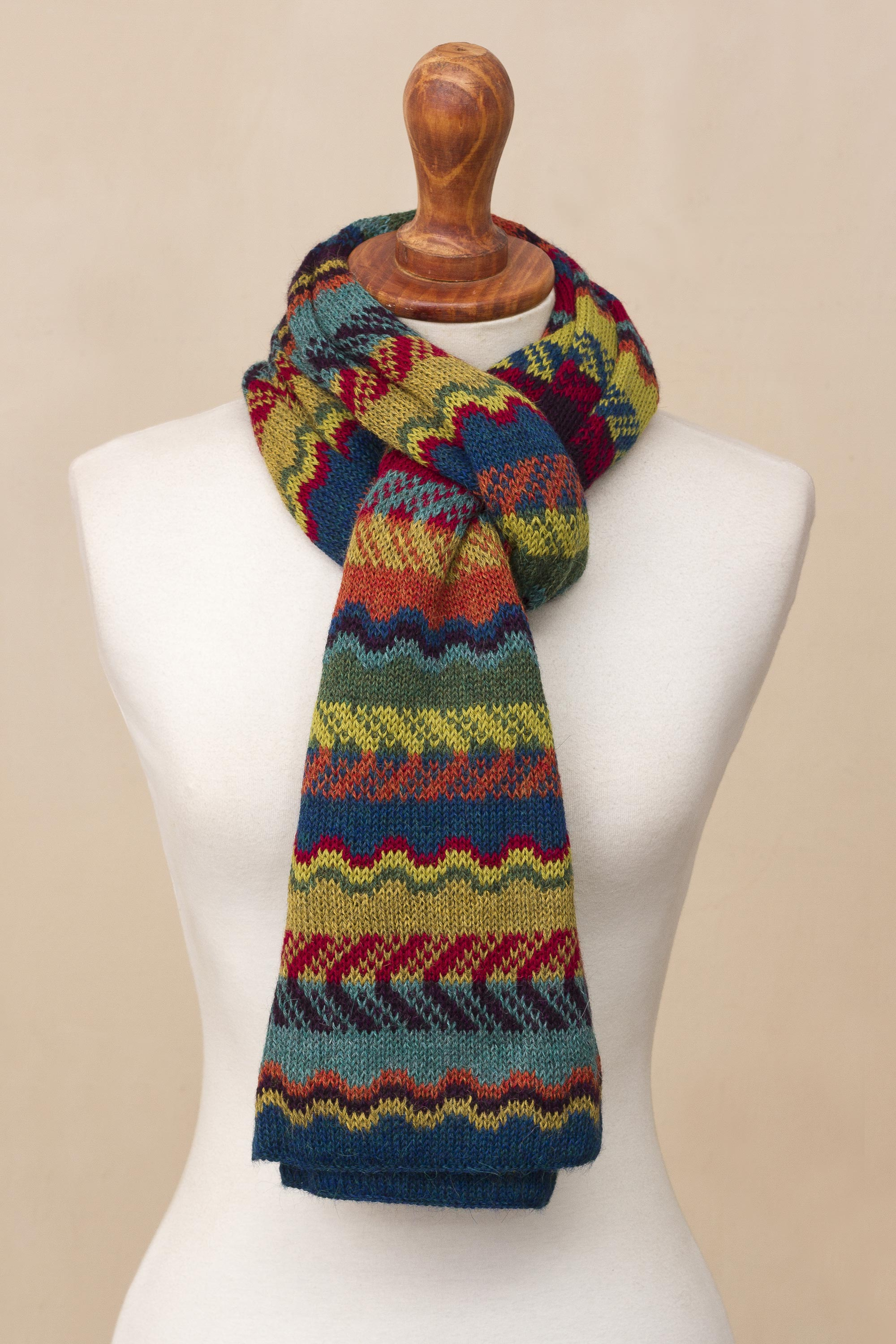 Women's Alpaca Wool Scarf - Fresh Winter | NOVICA