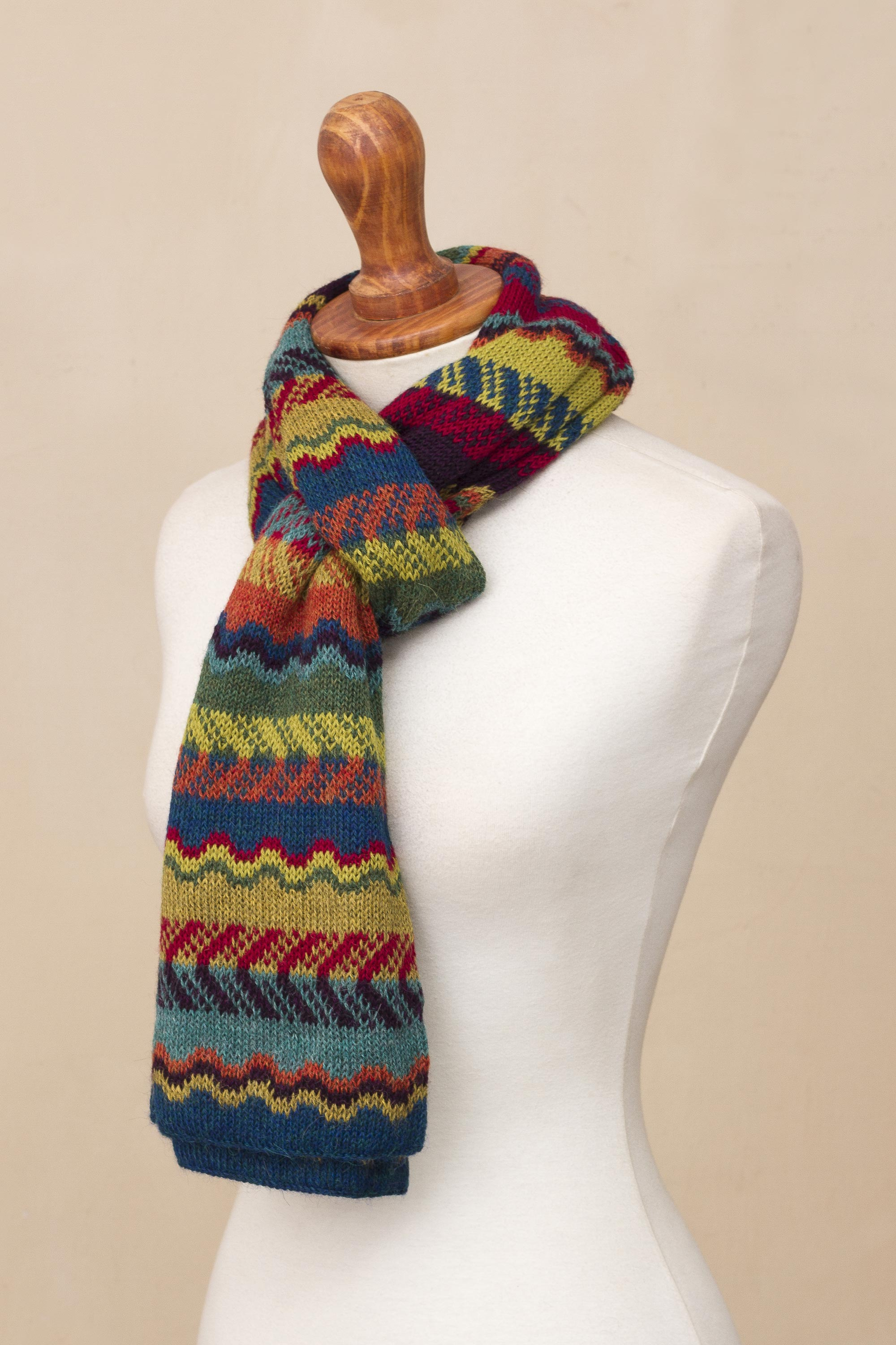 Women's Alpaca Wool Scarf - Fresh Winter | NOVICA