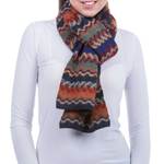 100% alpaca scarf, 'Lavish Winter' - Alpaca Wool Striped Scarf