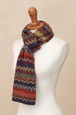 100% alpaca scarf, 'Lavish Winter' - Alpaca Wool Striped Scarf