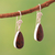 Mahogany obsidian dangle earrings, 'Inca Aesthetic' - Fair Trade Obsidian Dangle Earrings (image 2) thumbail