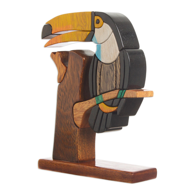 Holzskulptur - Handgefertigte Vogelskulptur aus Holz