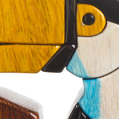 Wood sculpture, 'Amazon Toucan' - Handcrafted Wood Bird Sculpture