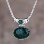 Chrysocolla pendant necklace, 'Amazon Wisdom' - Chrysocolla pendant necklace