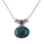 Chrysocolla pendant necklace, 'Amazon Wisdom' - Chrysocolla pendant necklace