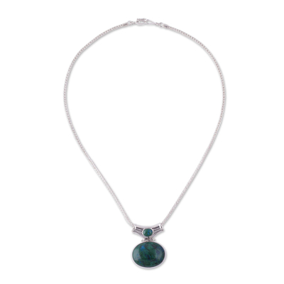 Chrysocolla pendant necklace, 'Amazon Wisdom' - Chrysocolla pendant necklace