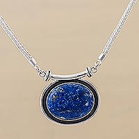 Lapis lazuli pendant necklace, 'Mystical Medallion'