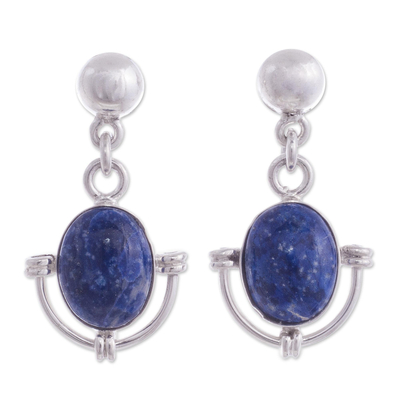 Lapis lazuli jewelry set, 'Mystique' - Handcrafted Lapis Lazuli Pendant and Earrings Jewelry Set