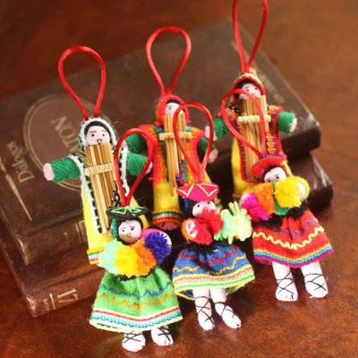 Cotton ornaments, Andean Dancers (set of 6)