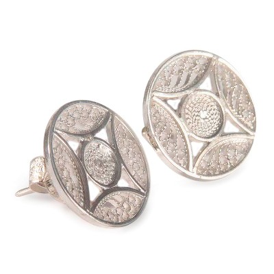Silver filigree earrings, 'Clouded Moon' - Fair Trade Fine Silver Filigree Earrings