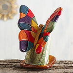Escultura original de arte popular de mariposa de madera, 'mariposa andina'