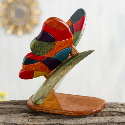 Wood sculpture, 'Andean Butterfly' - Original Wood Butterfly Folk Art Sculpture