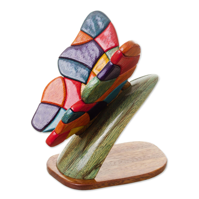 Escultura de madera - Escultura de arte popular de mariposa de madera original