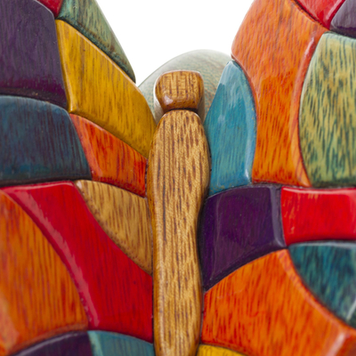 Escultura de madera - Escultura de arte popular de mariposa de madera original
