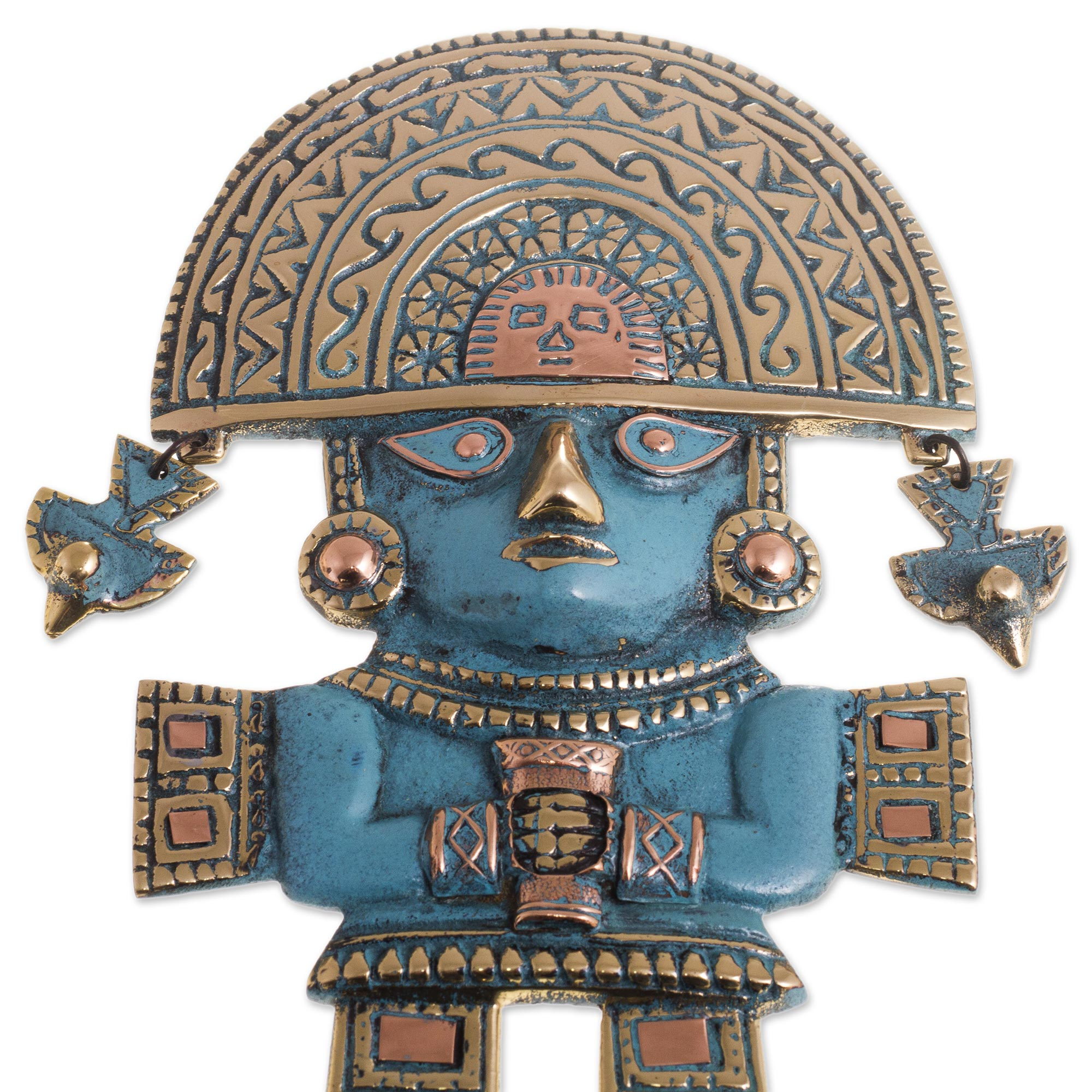 Collectible Archaeological Copper and Bronze Wall Art - Lucky Tumi | NOVICA