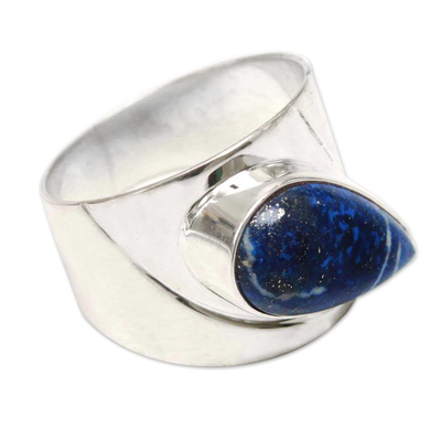 Lapis lazuli cocktail ring, 'Huacho Heritage' - Peru 925 Silver Ring with Lapis Lazuli