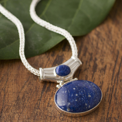 Collar con colgante de lapislázuli - Collar con colgante único de plata esterlina y lapislázuli