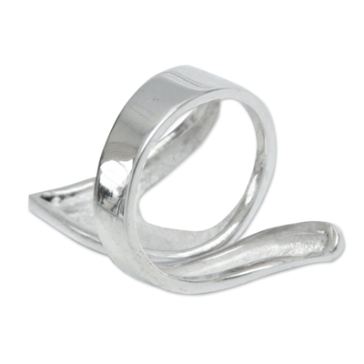 Sterling silver wrap ring, 'Love Encounter' - Modern Sterling Silver Wrap Cocktail Ring