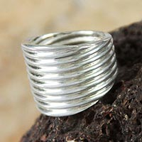 Sterling silver band ring, 'Andean Whirlwind'