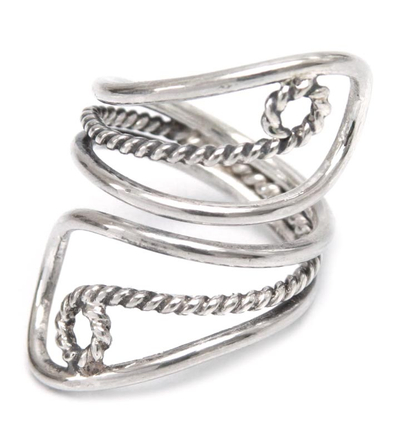 Sterling silver wrap ring, 'Song of Life' - Unique Sterling Silver Wrap Ring