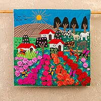Featured review for Applique wall hanging, Ancash Fields of Roses