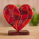 Wood Heart Sculpture Statuette Hand Carved in Peru, 'Heart of Love'
