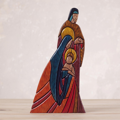Escultura en madera - Escultura de madera religiosa del cristianismo única.